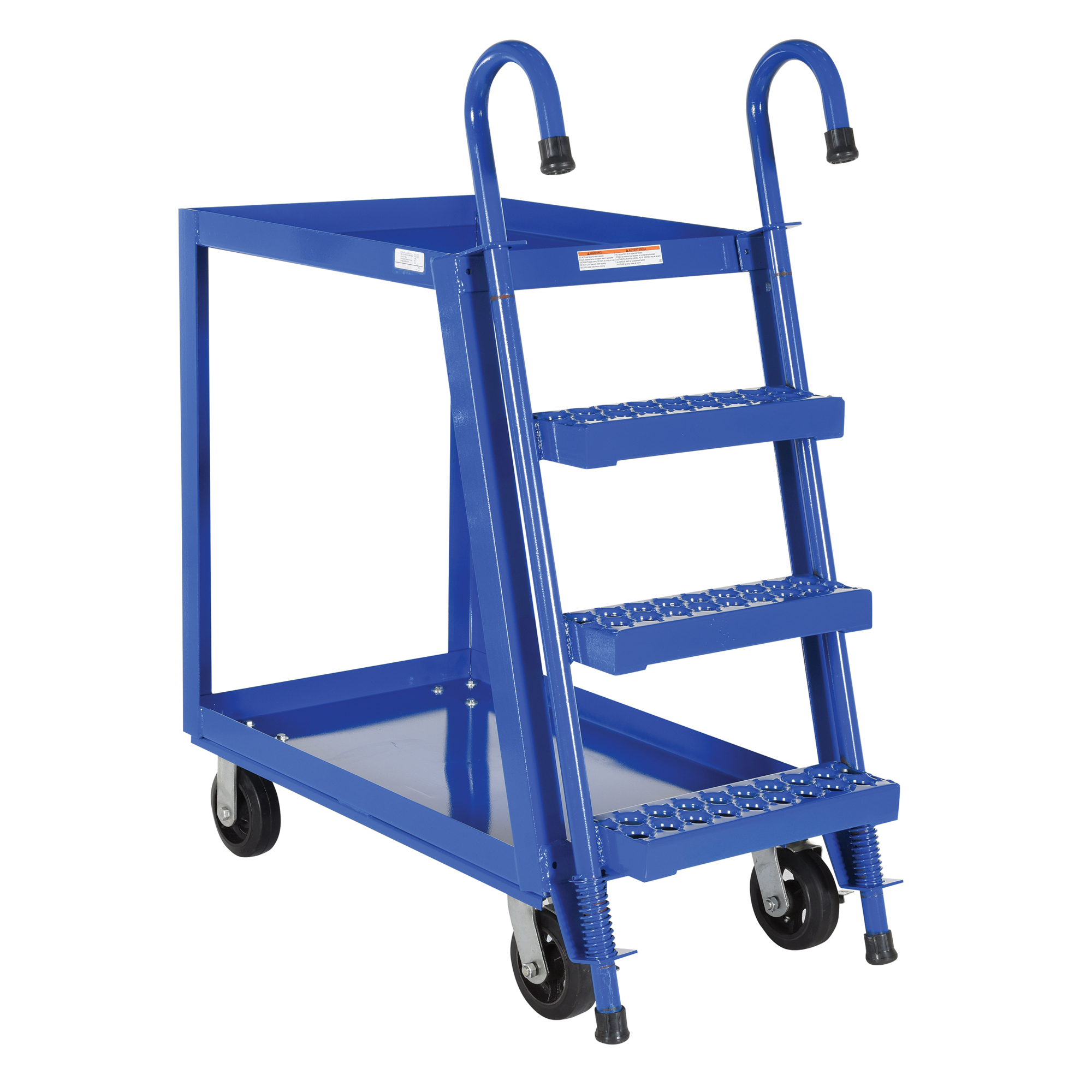 Vestil Steel Stock Picker 2 Shelf with Rubber On Steel Casters 39-3/4 In. x 21-7/8 In. x 50-1/8 In. 1,000 Lb. Capacity Blue